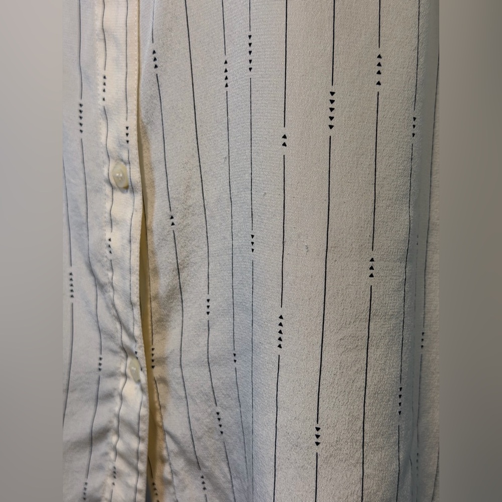 Pendleton Silk Blouse Button Top Flutter Sleeve Arrow Stripe Cream - Picture 6 of 12